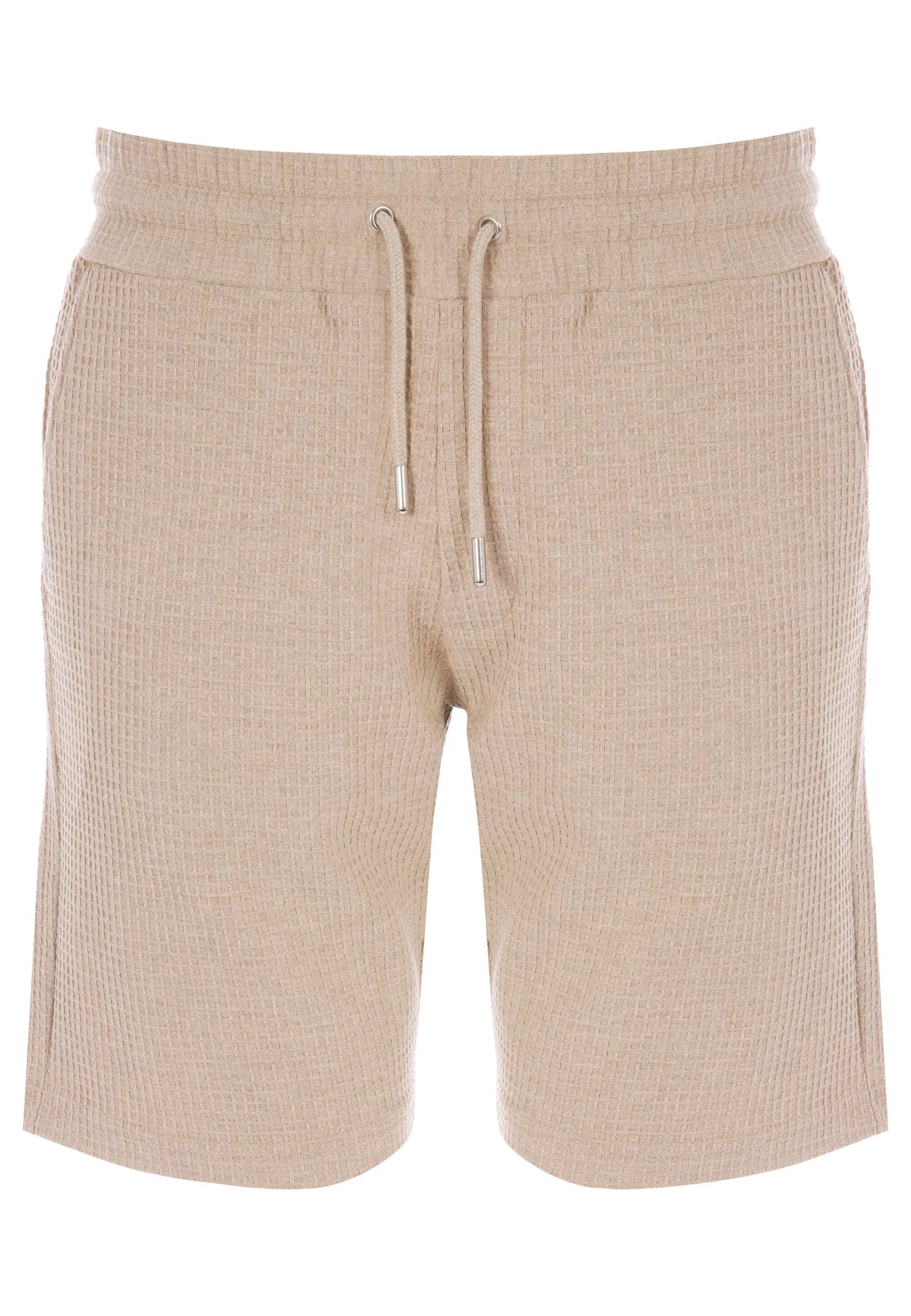 Mens Brown Waffle Texture Drawstring Shorts