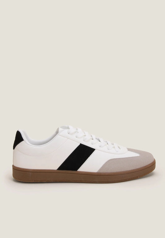 Mens White Stripe Trainers