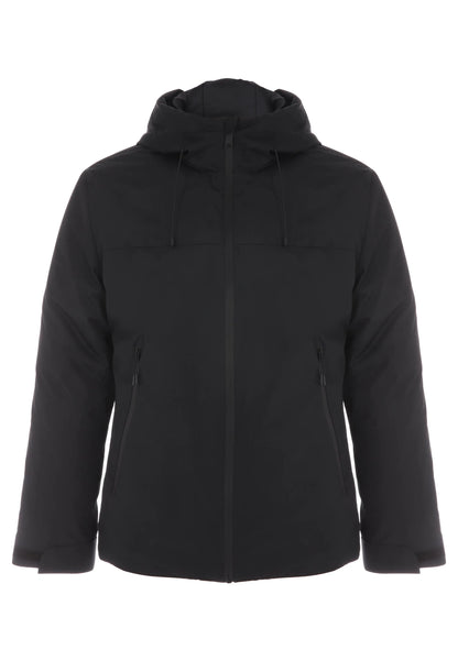 Mens Black Plain Hooded Jacket