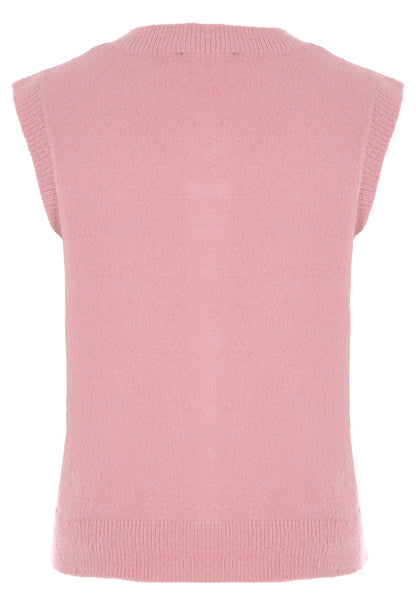 Womens Pink Knit Tank Cardigan