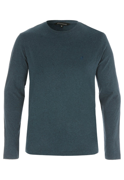 Mens Blue Cotton Long Sleeve T-Shirt