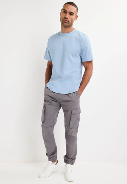 Mens Grey Cargo Cuffed Leg Trousers