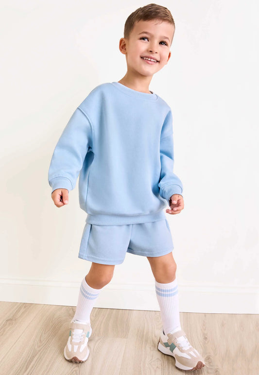 Younger Boys Blue Drawstring Sweat Shorts