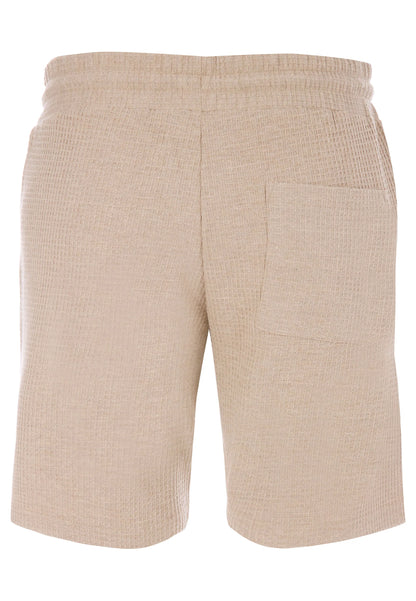 Mens Brown Waffle Texture Drawstring Shorts