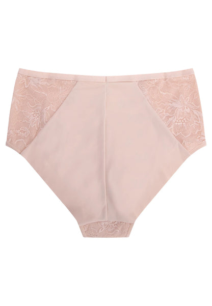 Womens Nude Floral Lace Seamless Control Briefs