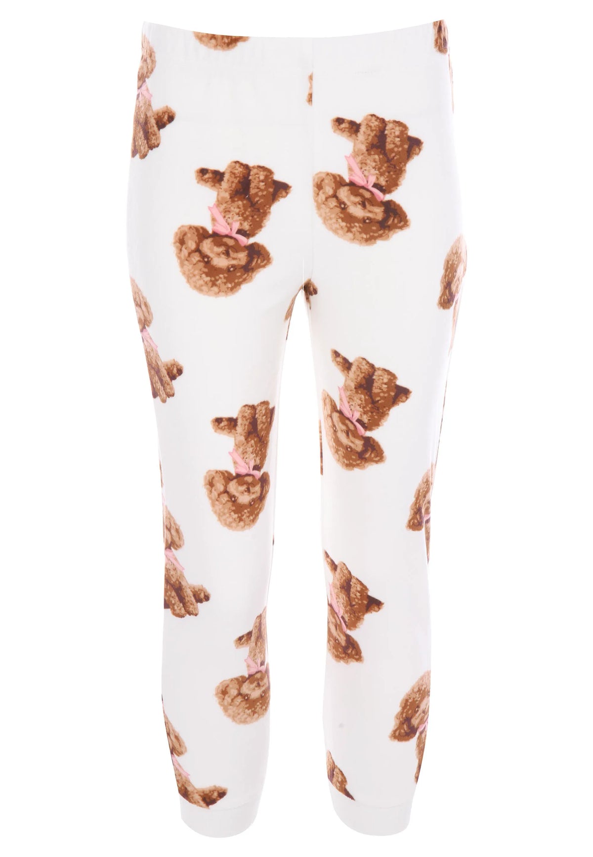 Girls Cream & Pink Dog with Bow Fleece Pyjama Set