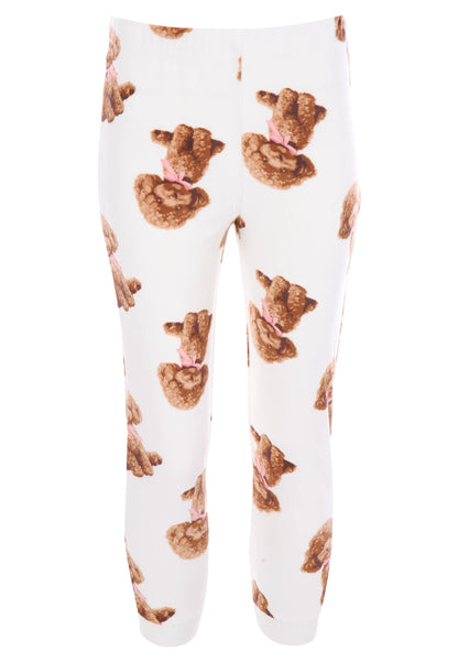 Girls Cream & Pink Dog with Bow Fleece Pyjama Set