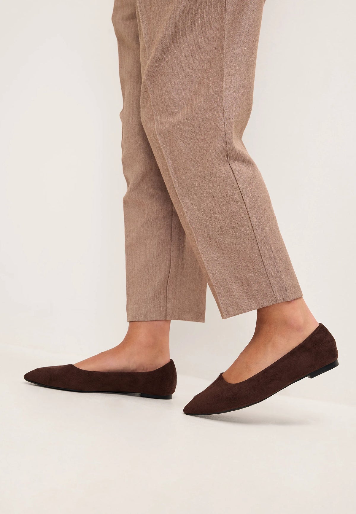 Womens Chocolate Brown Pointed Ballet Pump Shoes