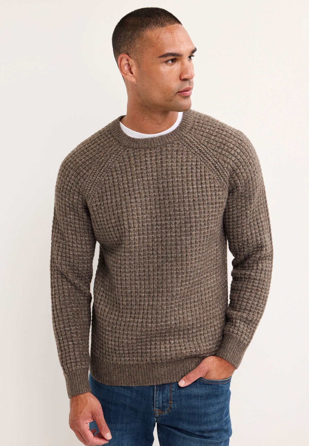 Mens Mocha Cosy Wool Blend Jumper