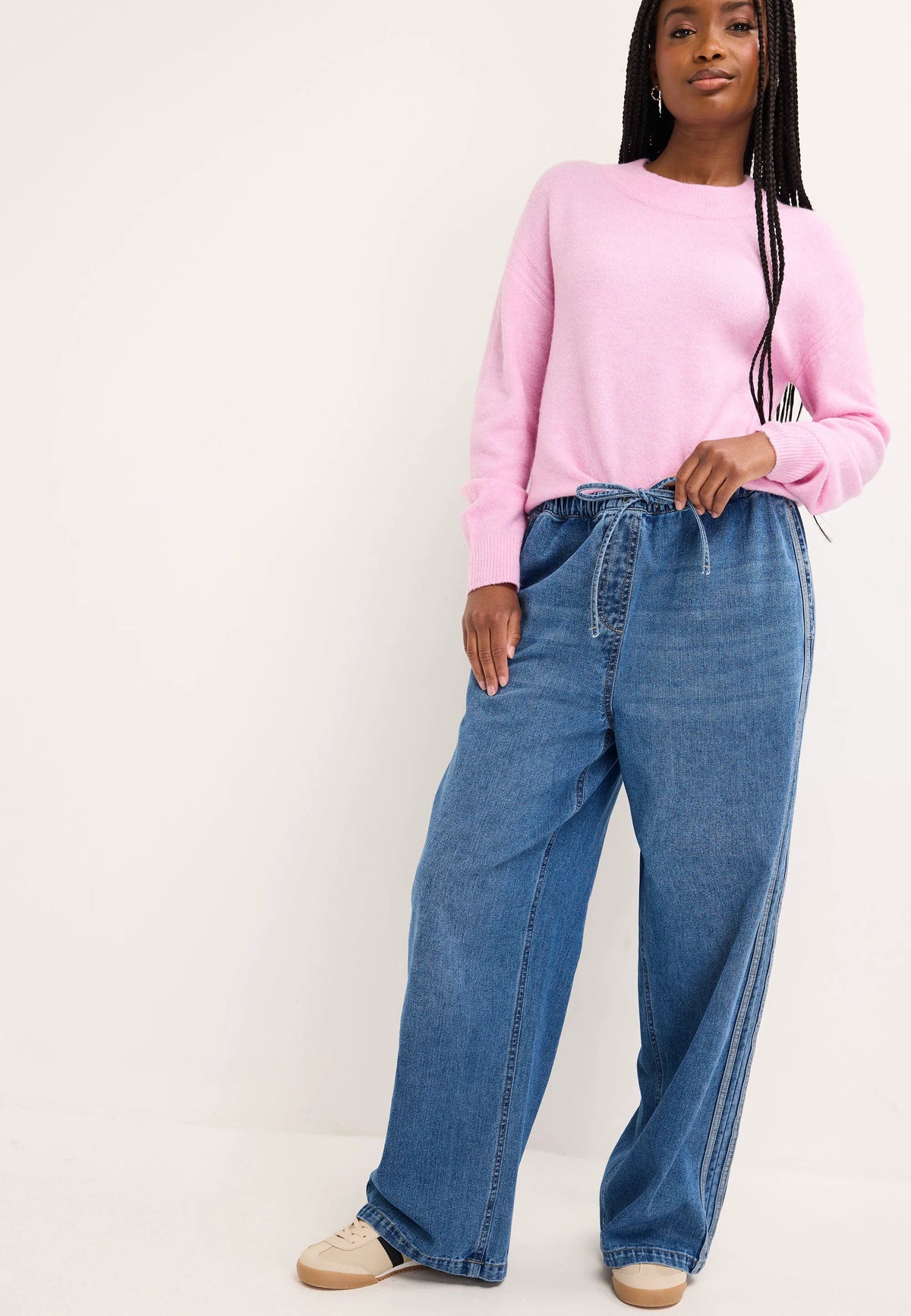 Womens Pink Relaxed Crew Neck Jumper