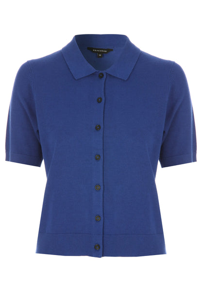 Womens Cobalt Blue Plain Collar Cardigan