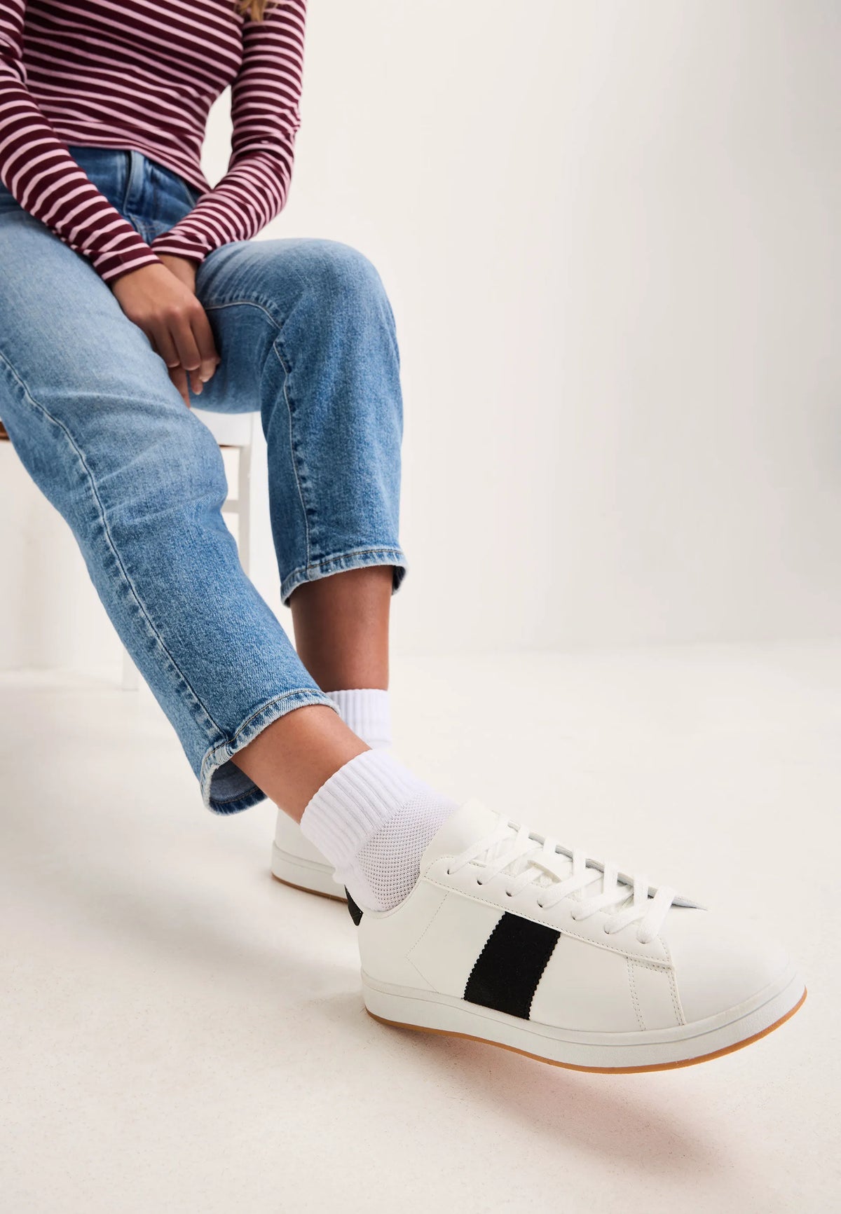 Womens White Side Stripe Trainers