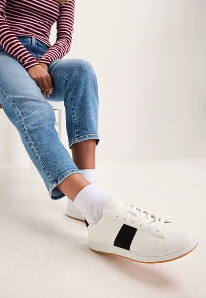 Womens White Side Stripe Trainers