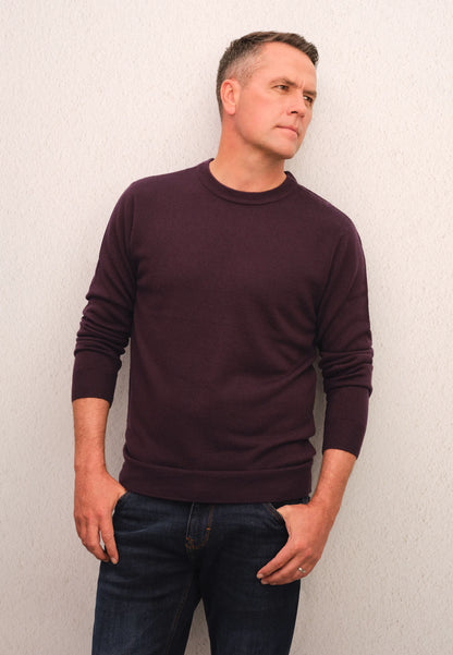 Mens Plum Soft Touch Crew Neck Jumper