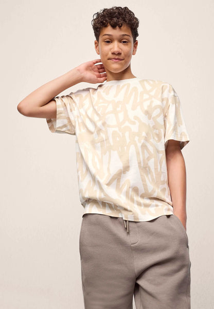 Older Boys Ecru Graffiti Print T-Shirt
