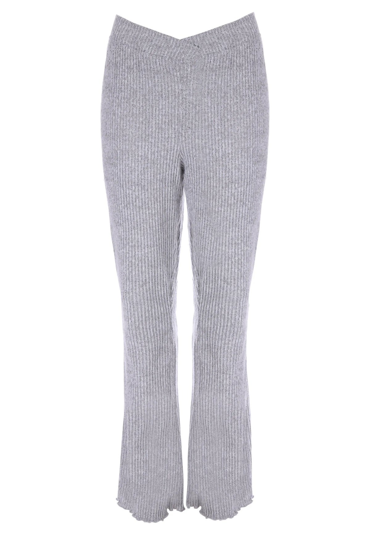 Womens Grey Ribbed Pyjama Bottoms