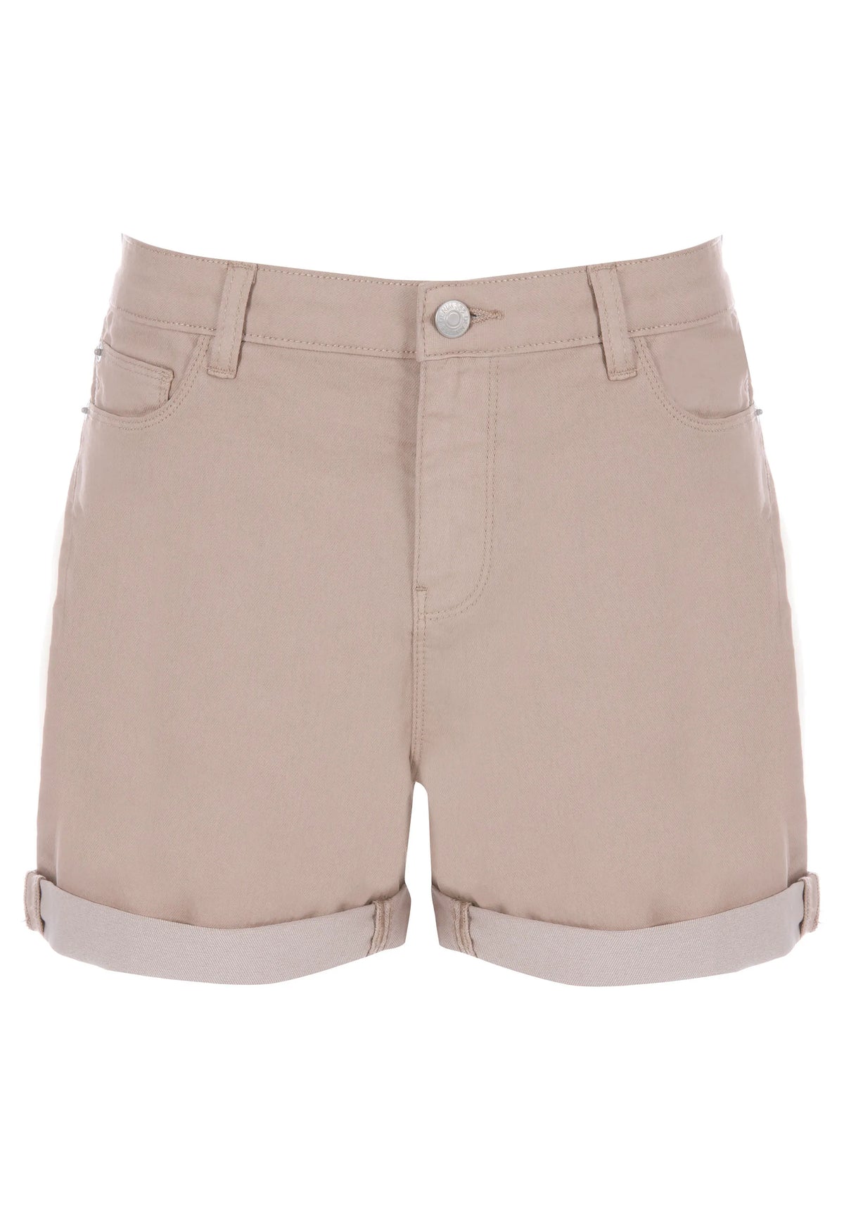 Womens Mocha Mid Length Denim Shorts