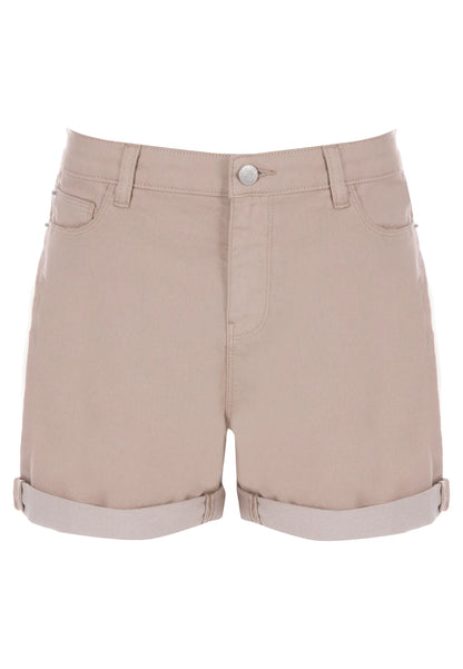 Womens Mocha Mid Length Denim Shorts