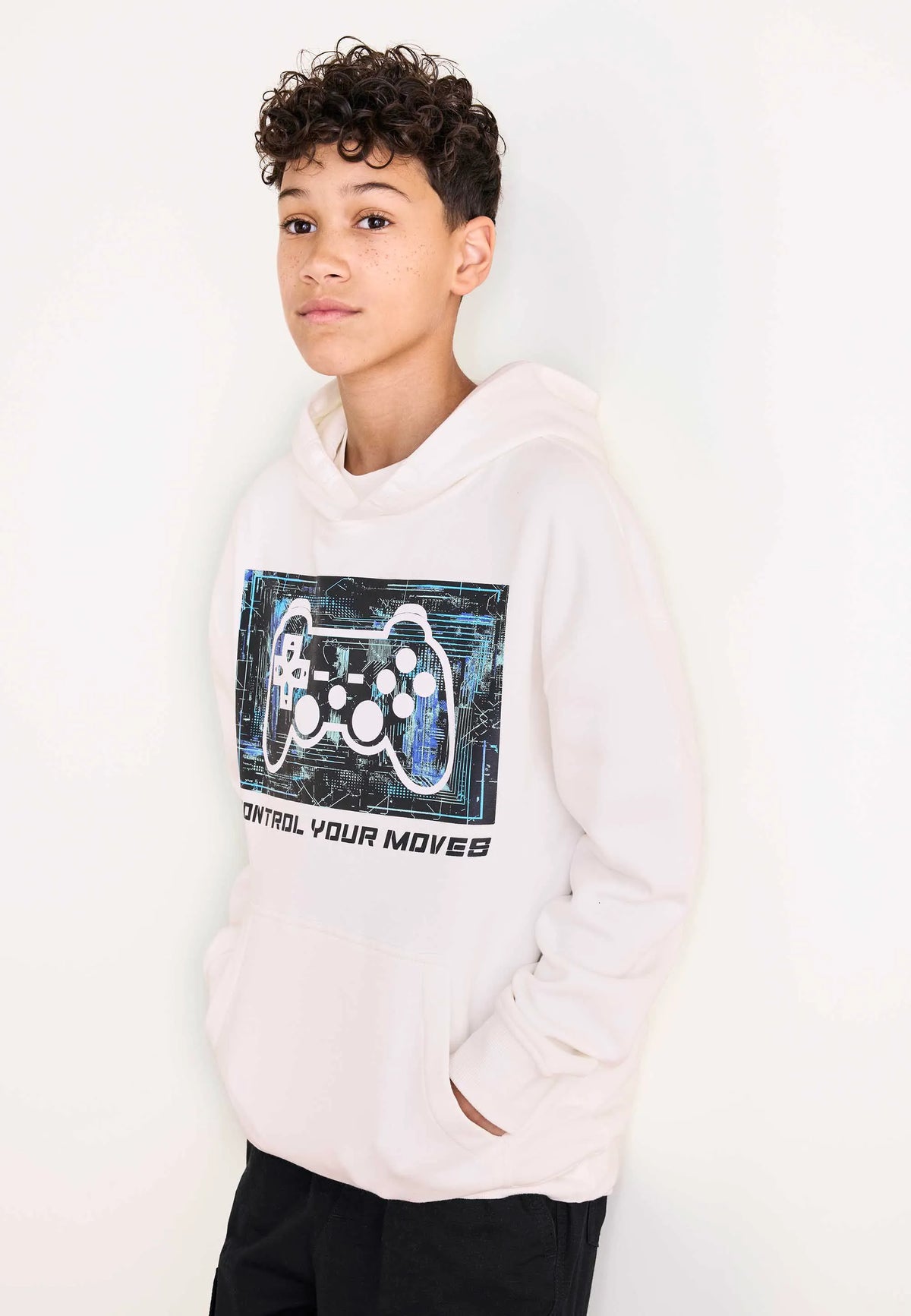 Older Boys Ecru Gaming Hoody