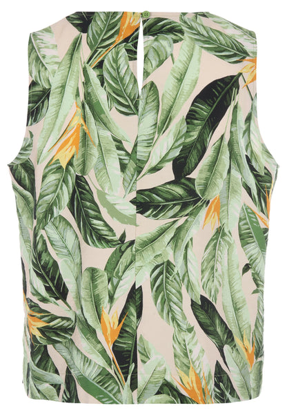 Womens Green Palm Leaf Print Vest Top