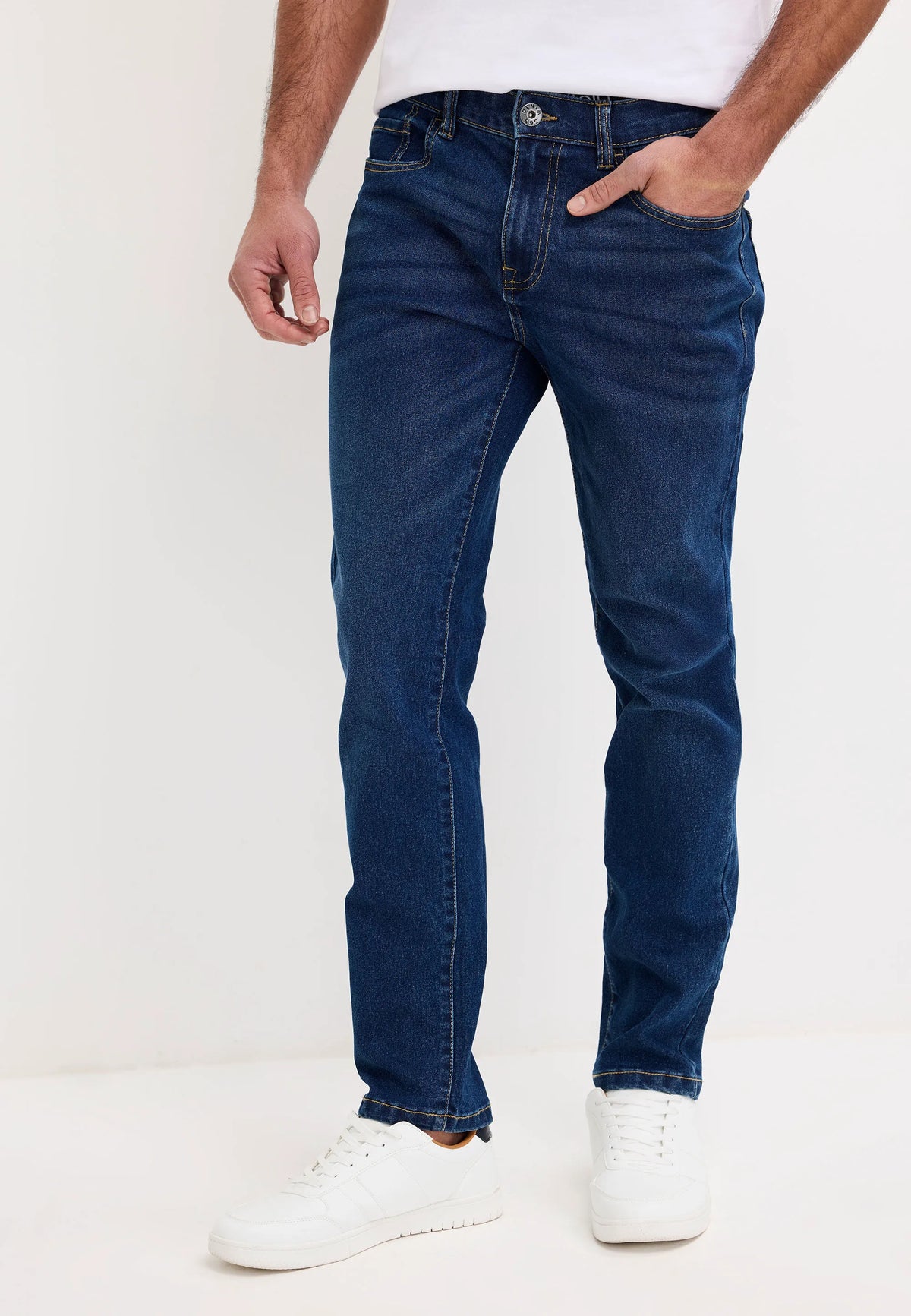 Mens Indigo Wash Straight Leg Jeans
