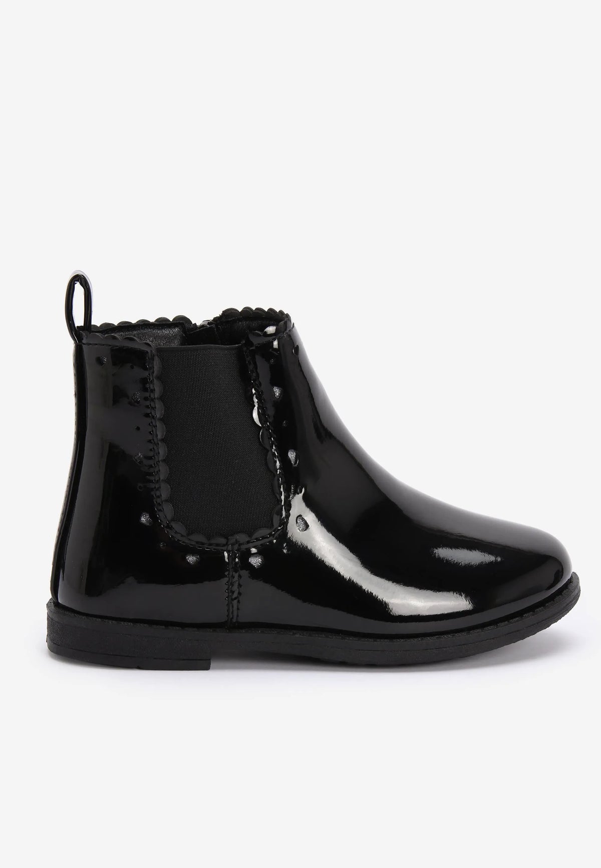 Younger Girls Black Patent Chelsea Boots