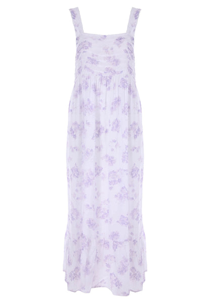 Womens Lilac Floral Pleated Chemise Nightdress
